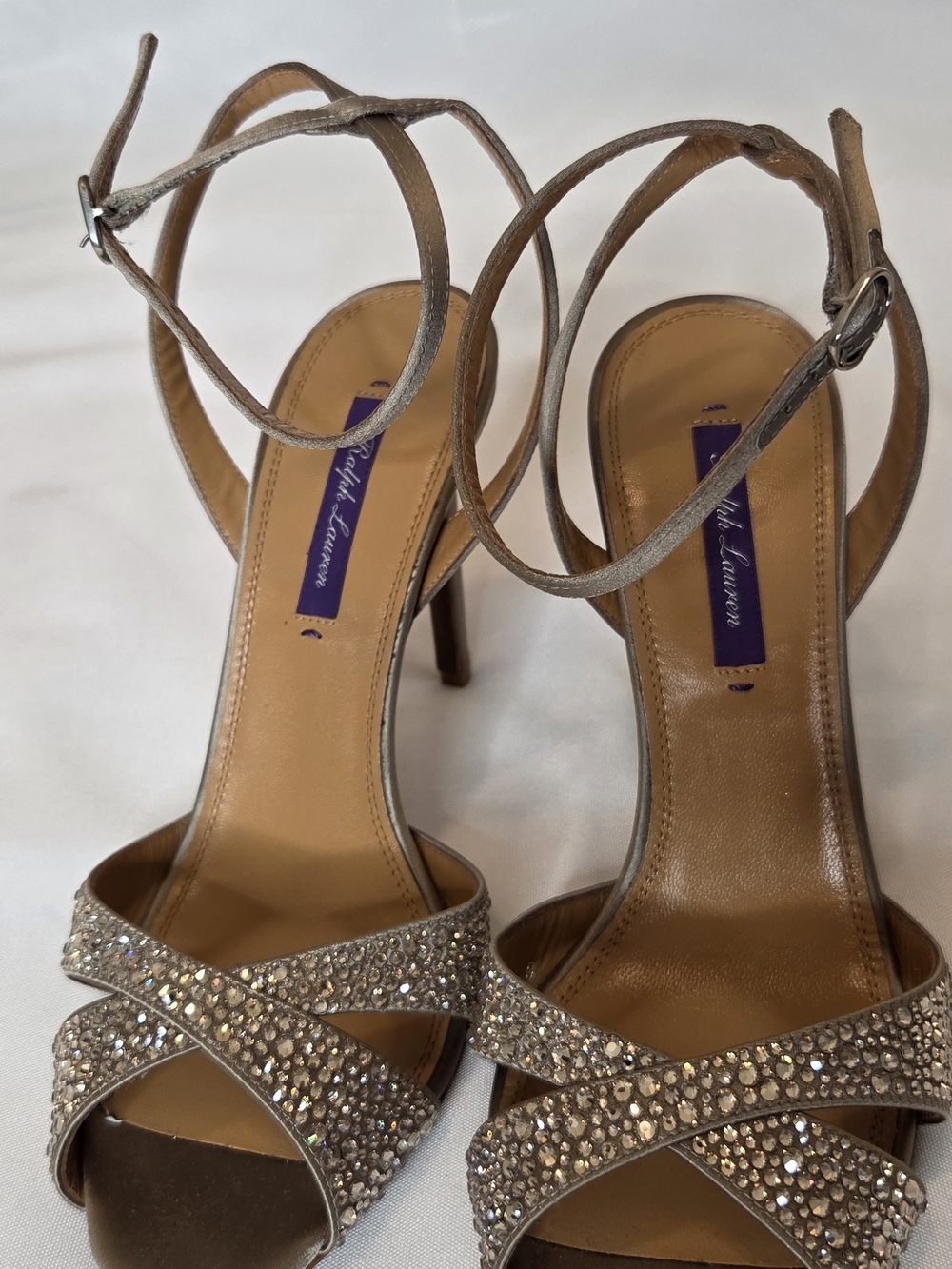 Ralph Lauren Silver Crystal Ankle-Strap Sandals - Picture 8 of 10